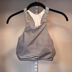 STRIPED HIGH NECK BIKINI TOP